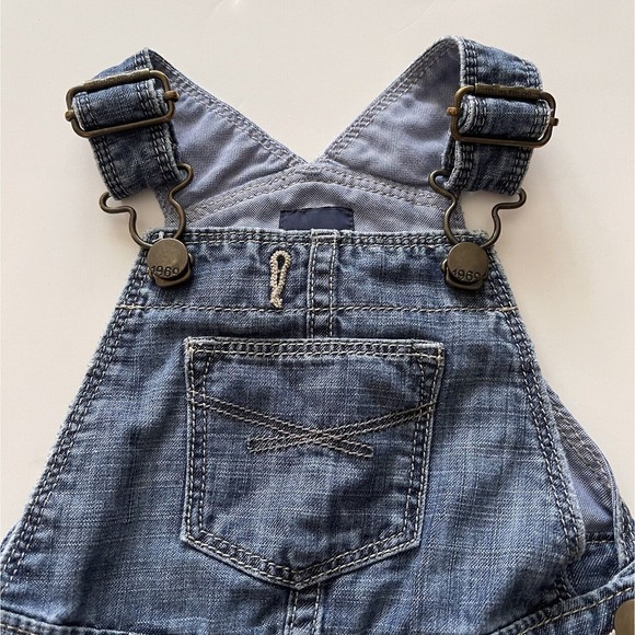 Baby Gap Overall Denim Dress Girls 3-6 mos Ruffled Jean Blue - Picture 2 of 5